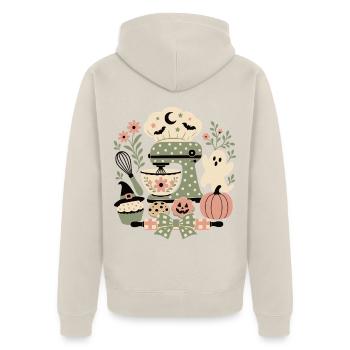 Halloween Backen - Unisex Premium Bio Zip Hoodie - Beige - Hinten - Thijin (182cm)