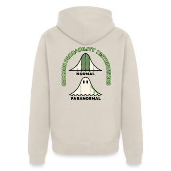 Normal oder paranormal - Unisex Premium Bio Zip Hoodie - Beige - Hinten - Thijin (182cm)