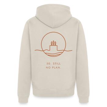 50. Geburtstagsgeschenk – 50. Immer noch kein Plan. - Unisex Premium Bio Zip Hoodie - Beige - Hinten - Thijin (182cm)