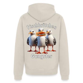 Möven Fischbrötchen Diebe - Unisex Premium Bio Zip Hoodie - Beige - Hinten - Thijin (182cm)