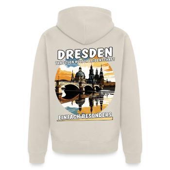 SACHSEN DRESDEN - Unisex Premium Bio Zip Hoodie - Beige - Hinten - Thijin (182cm)