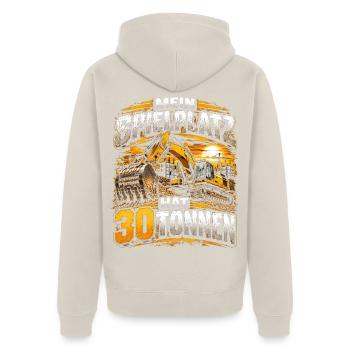 Baustellen Gigant 30 Tonnen Bagger - Unisex Premium Bio Zip Hoodie - Beige - Hinten - Thijin (182cm)