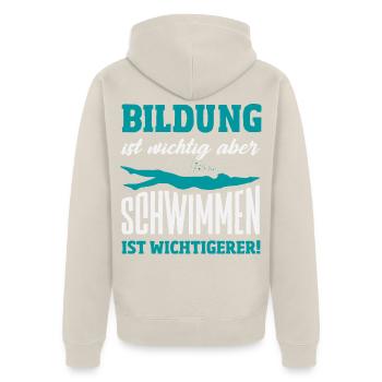 Schwimmsport Schwimmer Spruch Geschenk - Unisex Premium Bio Zip Hoodie - Beige - Hinten - Thijin (182cm)