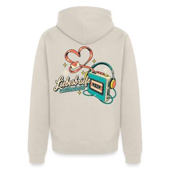 Kassette Mixtape Bandsalat Retro Nostalgie - Unisex Premium Bio Zip Hoodie - Beige - Hinten - Thijin (182cm)