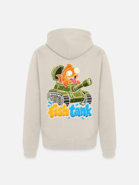 Fisch im Tank Cartoon-Motiv - Unisex Premium Bio Zip Hoodie - Beige