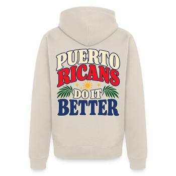 Puerto Rico Farben Rot Blau Weiß - Unisex Premium Bio Zip Hoodie - Beige - Hinten - Thijin (182cm)
