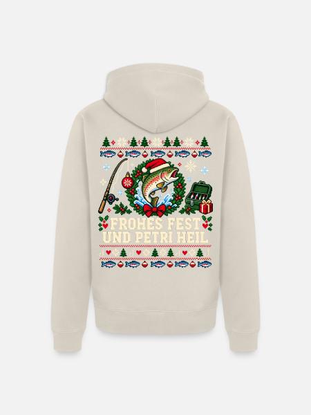 Frohes Fest und Petri Heil - Unisex Premium Bio Zip Hoodie - Beige