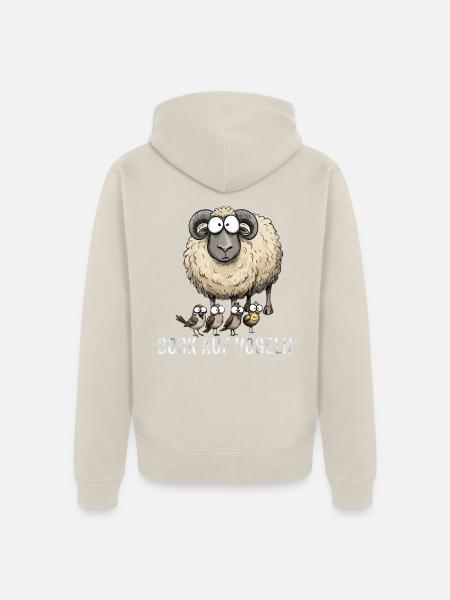 Lustiger Schafsbock: Bock auf Vögeln - Unisex Premium Bio Zip Hoodie - Beige