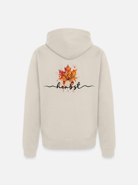 Herbst | Herbstblatt Aquarell - Unisex Premium Bio Zip Hoodie - Beige