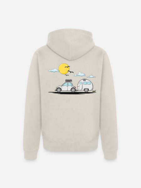 Wohnwagen Auto mit Anhänger - Unisex Premium Bio Zip Hoodie - Beige