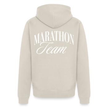 Marathon Team - Unisex Premium Bio Zip Hoodie - Beige - Hinten - Thijin (182cm)