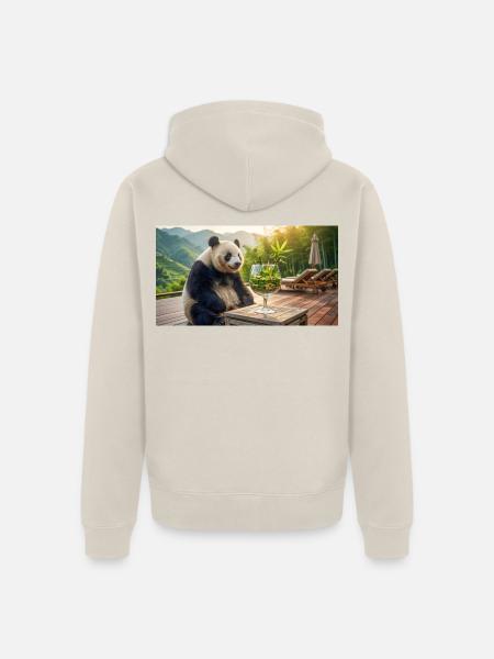 Panda findet sein perfektes Weihnachtsgetränk - Unisex Premium Bio Zip Hoodie - Beige