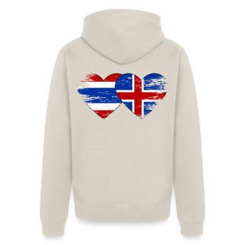 Thailand Island Flagge Herzform used - Unisex Premium Bio Zip Hoodie - Beige - Hinten - Thijin (182cm)