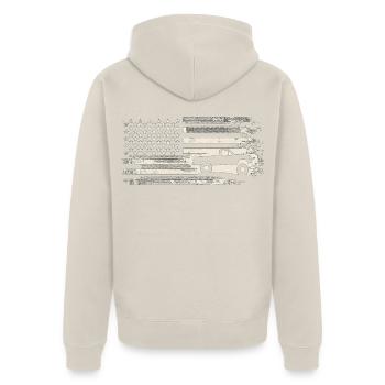 Robuster Patriot Pickup - Unisex Premium Bio Zip Hoodie - Beige - Hinten - Thijin (182cm)