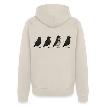 Pigeon Imposter – Crow Disguise Meme - Unisex Premium Bio Zip Hoodie - Beige - Hinten - Thijin (182cm)