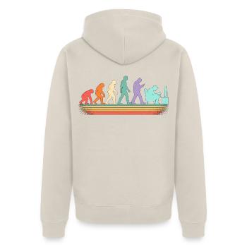 Evolution der Arbeit: Von Steinzeit zum Computer - Unisex Premium Bio Zip Hoodie - Beige - Hinten - Thijin (182cm)