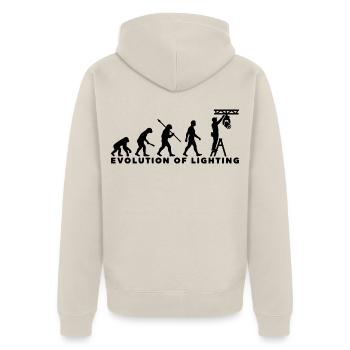 Evolution of Lighting – Veranstaltungstechnik - Unisex Premium Bio Zip Hoodie - Beige - Hinten - Thijin (182cm)