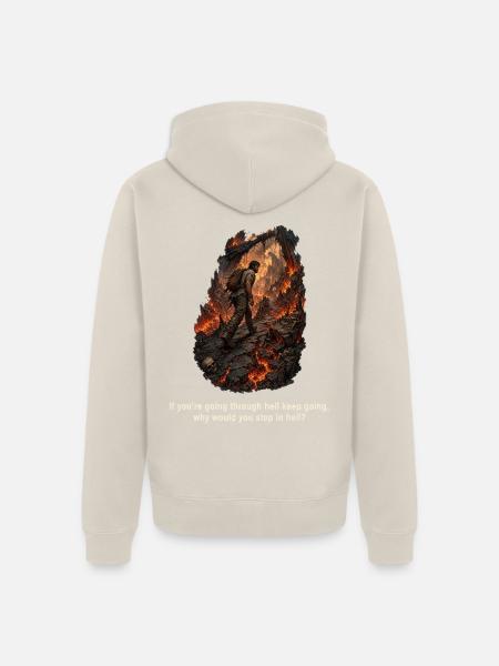 keep-going-through-hell-illustrated - Unisex Premium Bio Zip Hoodie - Beige