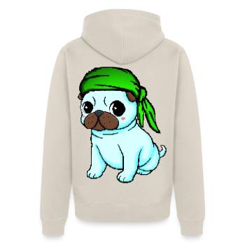 Bandana Mops - Unisex Premium Bio Zip Hoodie - Beige - Hinten - Thijin (182cm)