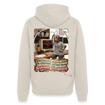 Heuschrecke JOGUE Programmierer IT Code Pop Art - Unisex Premium Bio Zip Hoodie - Beige - Hinten - Thijin (182cm)