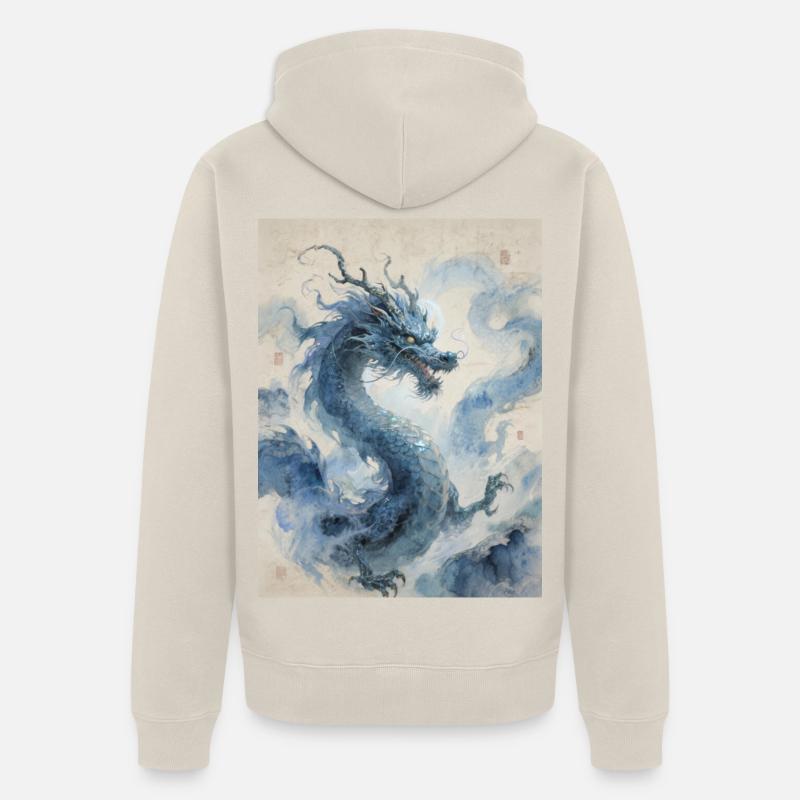 L'Apothéose Céleste : Dragon Bleu – Infinité - Veste à capuche bio Premium Unisexe - beige