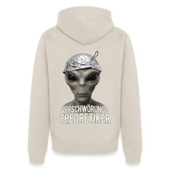 Alien Verschwörungs-Theoretiker - Unisex Premium Bio Zip Hoodie - Beige - Hinten - Thijin (182cm)