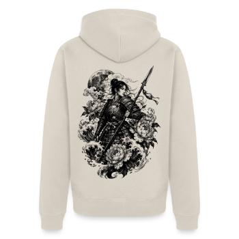Guerrier samouraï japonais dans le style Irezumi - Veste à capuche bio Premium Unisexe - beige - Dos - Thijin (182cm)
