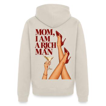 Mom I Am A Rich Man - Unisex Premium Bio Zip Hoodie - Beige - Hinten - Thijin (182cm)