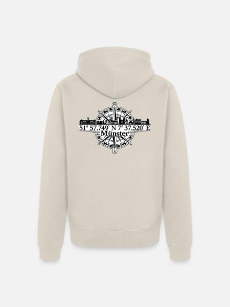 Münster Kompass Stadtansicht - Unisex Premium Bio Zip Hoodie - Beige