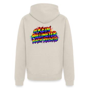 Kein Millimeter Nach Rechts Rainbow - Unisex Premium Bio Zip Hoodie - Beige - Hinten - Thijin (182cm)