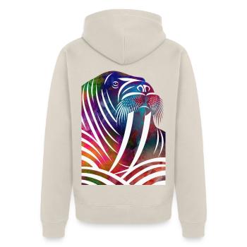 Morse coloré aux lignes aquarelle - Veste à capuche bio Premium Unisexe - beige - Dos - Thijin (182cm)