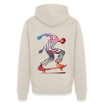 Tribal Skateboard Colorful - Unisex Premium Bio Zip Hoodie - Beige - Hinten - Thijin (182cm)