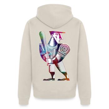 Baseballspieler - Unisex Premium Bio Zip Hoodie - Beige - Hinten - Thijin (182cm)