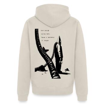 Midnight Coffeenaut und Schmetterling - Unisex Premium Bio Zip Hoodie - Beige - Hinten - Thijin (182cm)