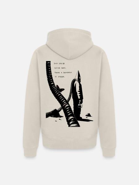 Midnight Coffeenaut und Schmetterling - Unisex Premium Bio Zip Hoodie - Beige