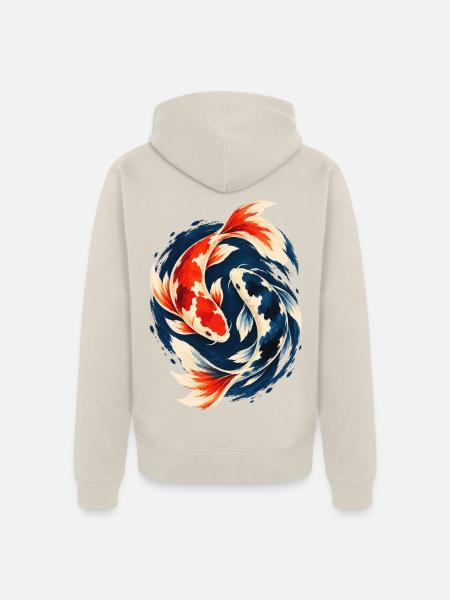 Koi Karpfen Japanischer Zierfisch - Unisex Premium Bio Zip Hoodie - Beige
