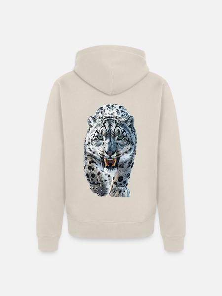 Schneeleopard - Unisex Premium Bio Zip Hoodie - Beige