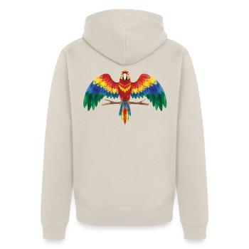 Bunter Papagei - Unisex Premium Bio Zip Hoodie - Beige - Hinten - Thijin (182cm)
