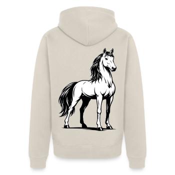 Pferd_stehend_Schwarz-White - Veste à capuche bio Premium Unisexe - beige - Dos - Thijin (182cm)