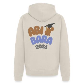 AbiBara 2026 – Chillen bis zum Abschluss - Unisex Premium Bio Zip Hoodie - Beige - Hinten - Thijin (182cm)