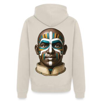 TRIBAL MAN - nice people - Unisex Premium Organic Zip Hoodie - beige - Back - Thijin (182cm)
