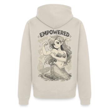 Empowered Mermaid – Starke Meerjungfrau Power - Unisex Premium Bio Zip Hoodie - Beige - Hinten - Thijin (182cm)