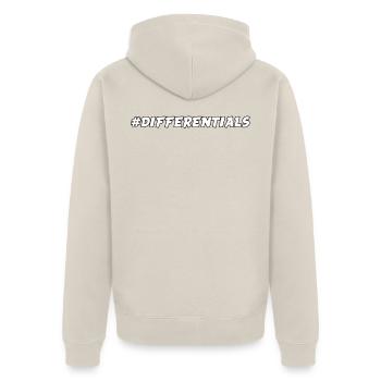 Unterschiede - Unisex Premium Bio Zip Hoodie - Beige - Hinten - Thijin (182cm)
