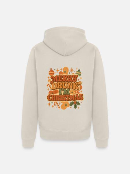 Merry Drunk I'm Christmas Retro - Unisex Premium Bio Zip Hoodie - Beige