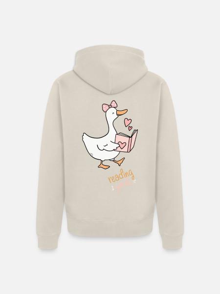 Leseziele Ente mit Herz - Unisex Premium Bio Zip Hoodie - Beige