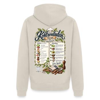 Kohlrouladen Rezept T-Shirt Design - Unisex Premium Bio Zip Hoodie - Beige - Hinten - Thijin (182cm)