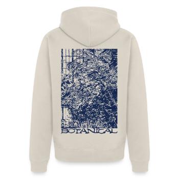 Botanisch - Unisex Premium Bio Zip Hoodie - Beige - Hinten - Thijin (182cm)