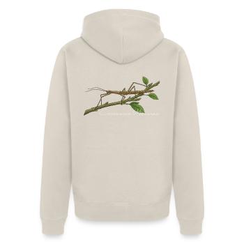 Indische Stabschrecke Carausius morosus - Unisex Premium Bio Zip Hoodie - Beige - Hinten - Thijin (182cm)