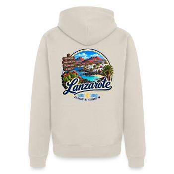Lanzarote - Islas Canarias - Kanaren - Spanien - Unisex Premium Bio Zip Hoodie - Beige - Hinten - Thijin (182cm)