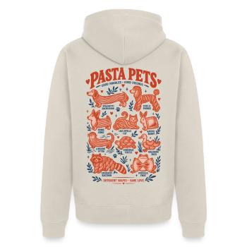 Pasta Pets Lustige Nudeltiere Hunde Katzen Humor - Unisex Premium Bio Zip Hoodie - Beige - Hinten - Thijin (182cm)